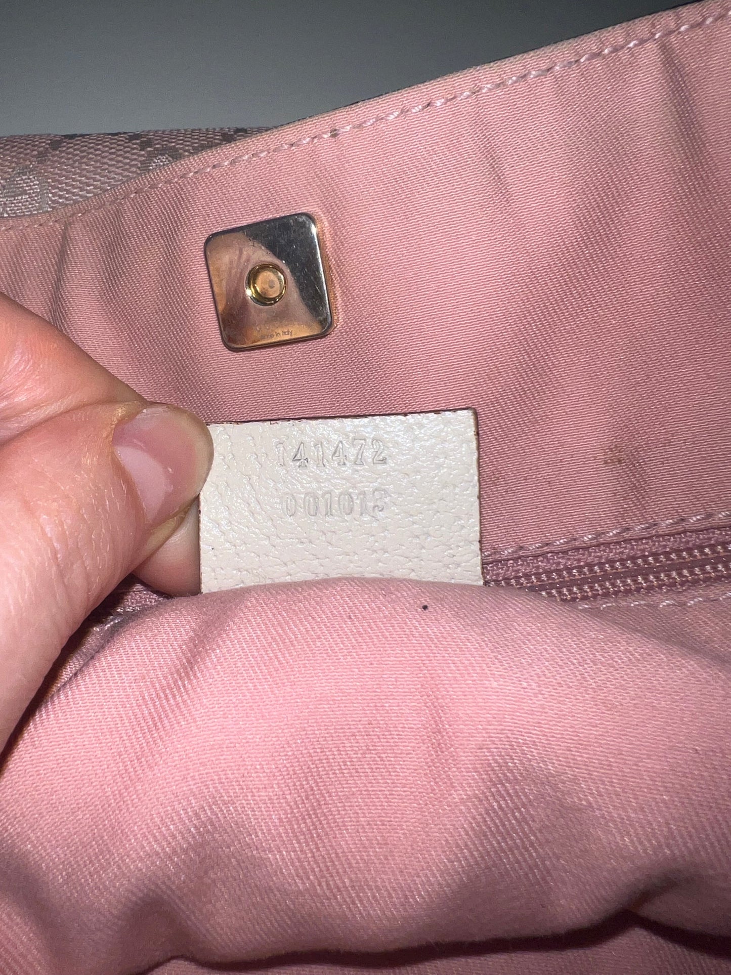 Gucci Abbey pink monogram tote bag