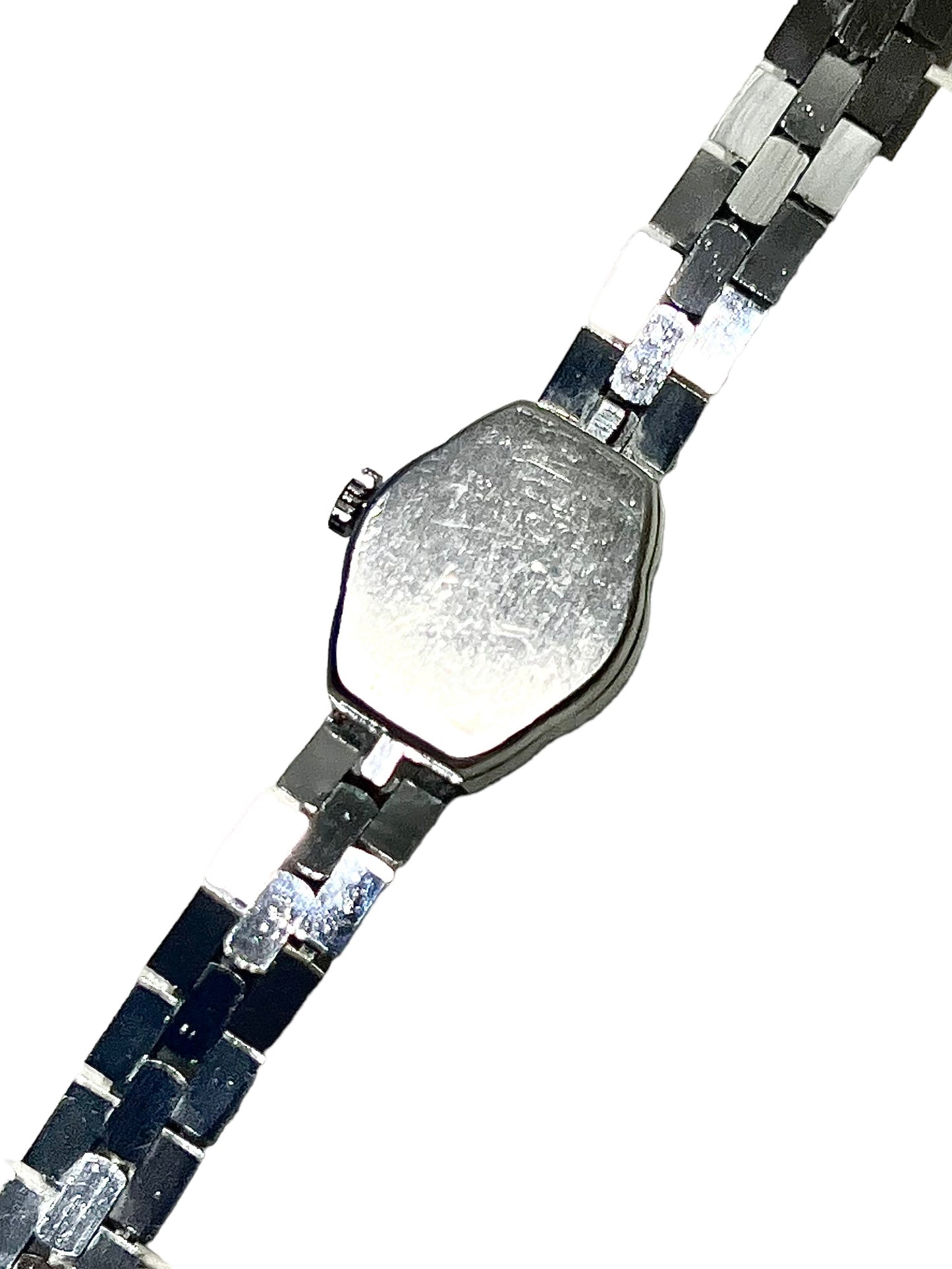 Silver vintage watch with rhinestones