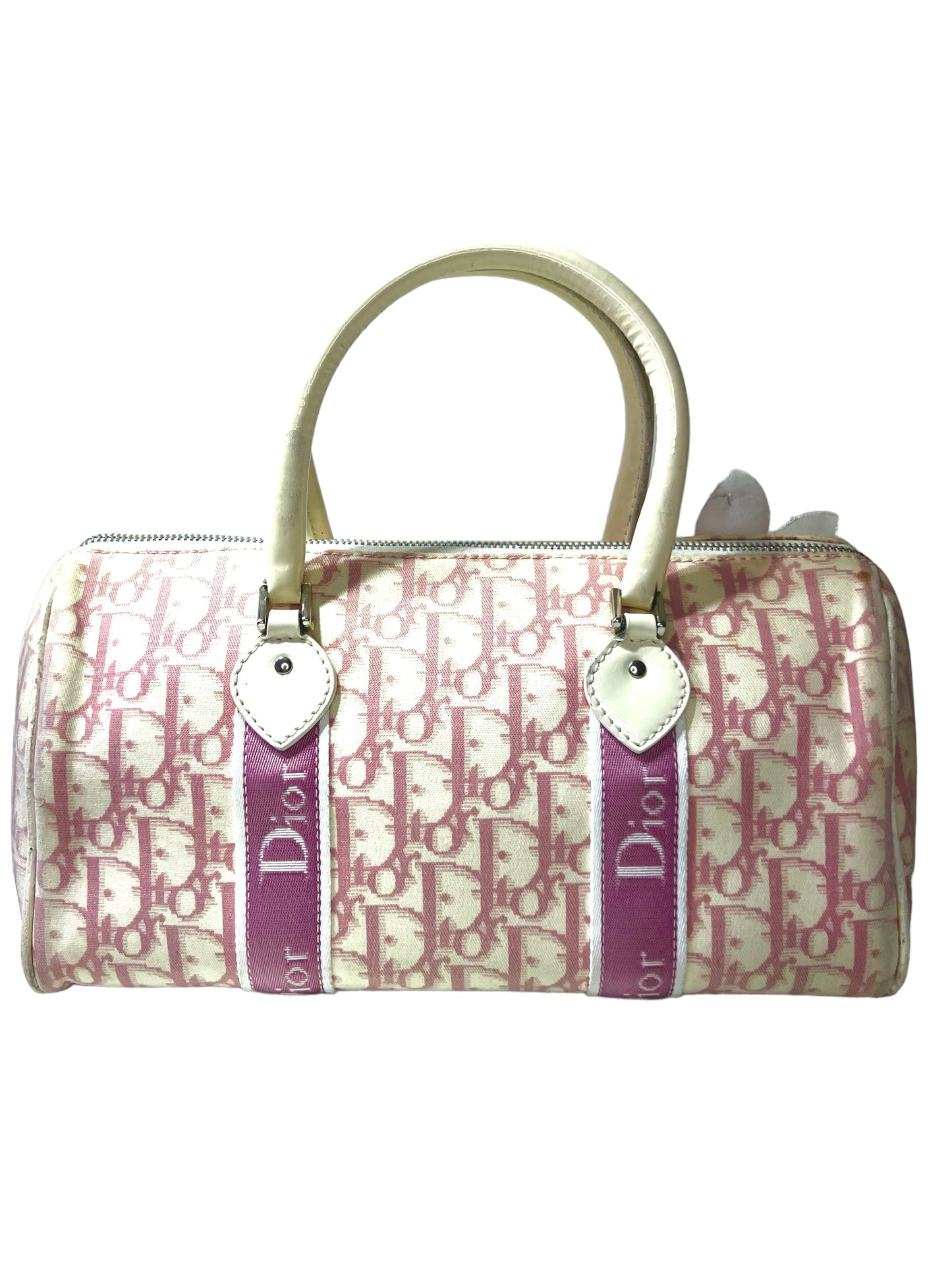 Christian Dior pink monogram Boston Girly trotter bag