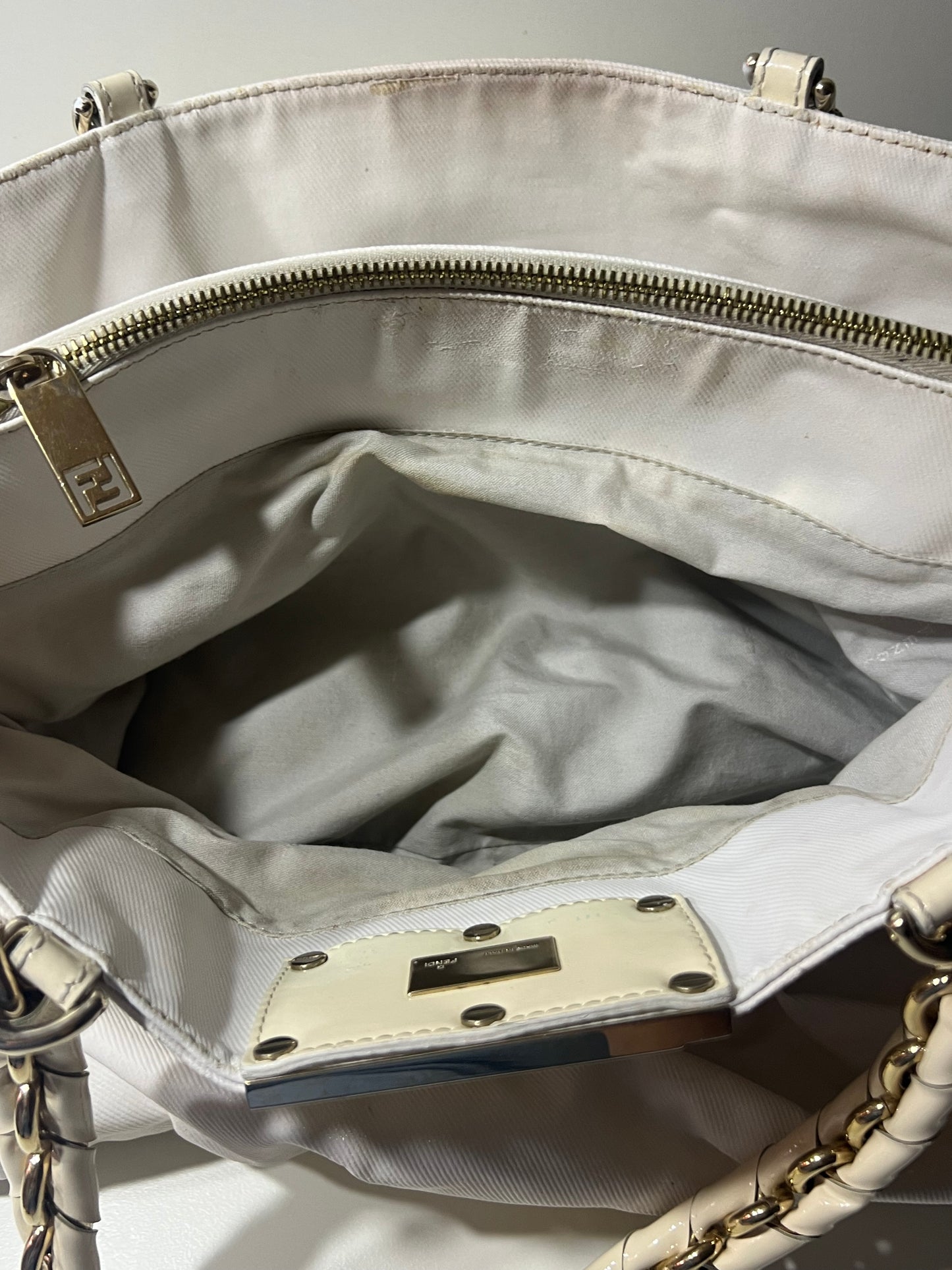 Fendi white Mia canvas bag